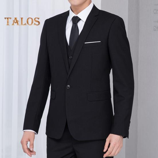 Мужской деловой пиджак с одной пуговицей и лацканами, однотонный деловой пиджак для повседневной носки, вечеринок, свадеб
