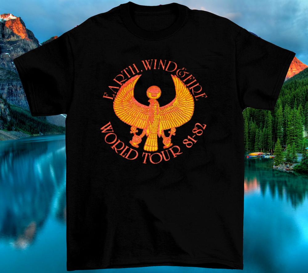 Vintage EARTH WIND and FIRE 81-82 TOUR Short Sleeve Black All Size Shirt VC1095 Unisex T-Shirt