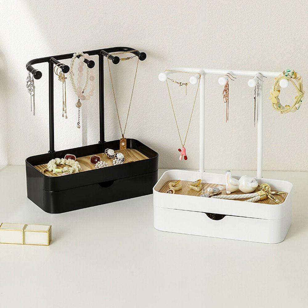 with Drawer Box Jewelry Display Rack Earrings Necklaces Hanging Holder Durable Storage Rack
