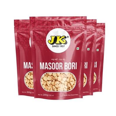 JK Masoor Bori 200 г — аутентичный бенгальское блюдо ручной работы | Богато белком, без холестерина | Традиционный вкус, без добавок (Пакет из 4)