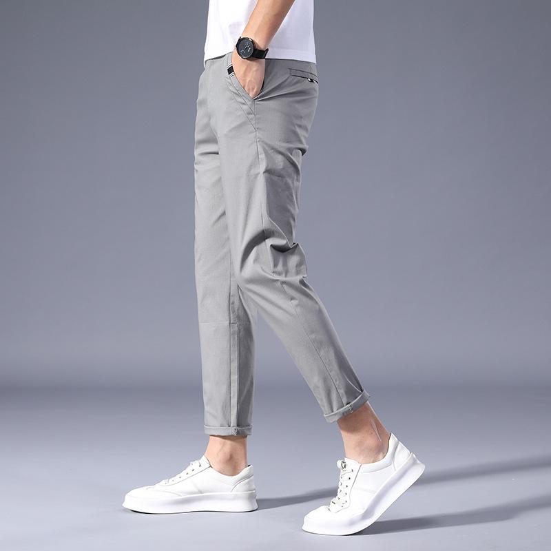 Молодежные эластичные корейские повседневные узкие мужские брюки Nine-Point