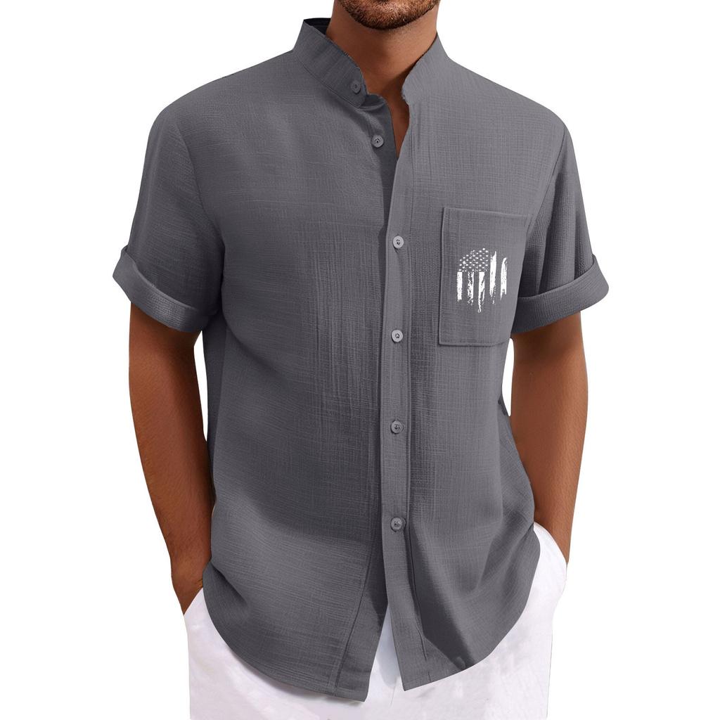 Men'S Casual Loose Short Sleeved Printed Shirt With Fashionable Top