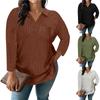 Ayollar Modasi Kundalik V-Boʻyin Uzun Qisma T-Shirt Bir Rangli Pullover Top