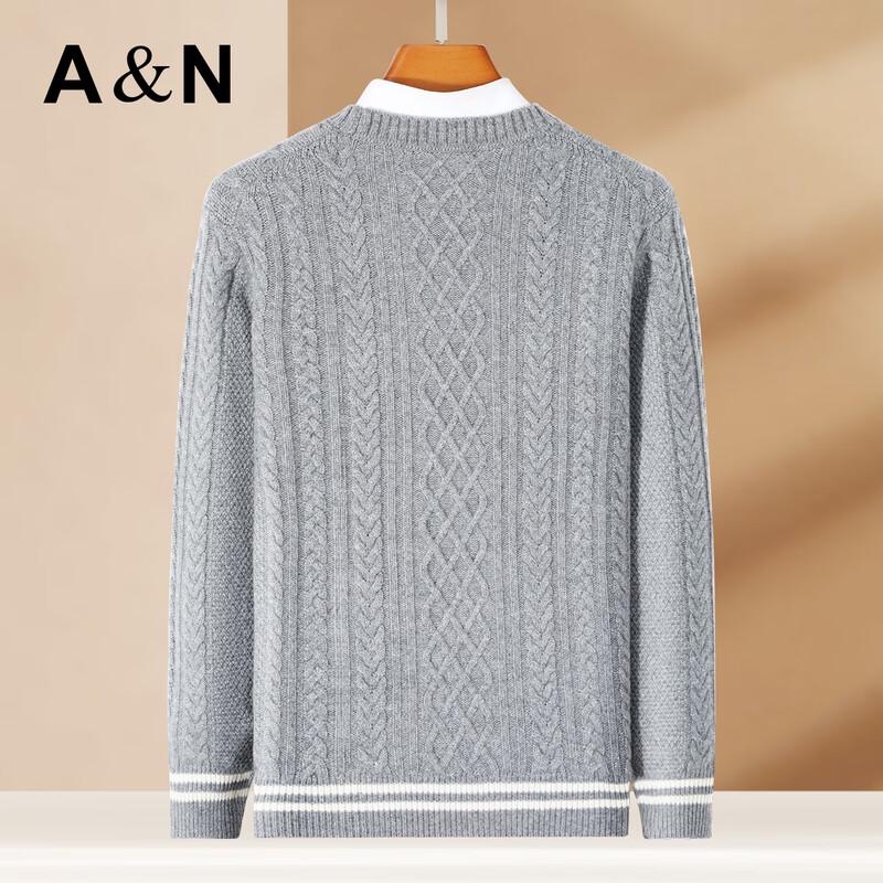Antonio Men's 450G Heavyweight 3D Cable Knit Cashmere Round Neck Sweater