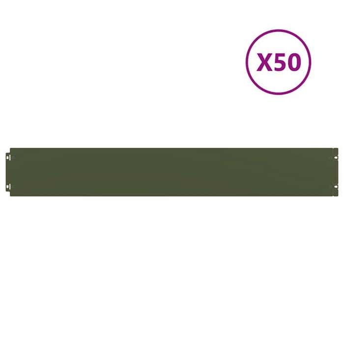 VidaXL Bordures pelouse 50pcs vert olive 15x103cm acier laminé à froid, bordure de jardin, bordure de lit de jardin, bordure 860151