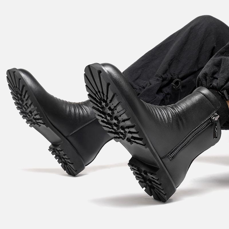 Осень и зима ботинки Мартин мужские высокие кожаные ботинки с молнией-трубой кожаные ботинки в британском стиле кожаная мода модные ботинки челси