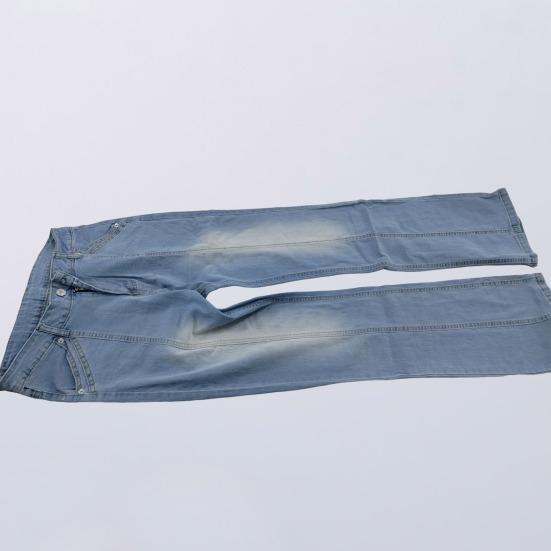 Women Jeans Mid Waist Pockets Zipper Button Closure Retro Washed Flared Hem Slim Fit Colorfast Full Length Lady Long Trousers