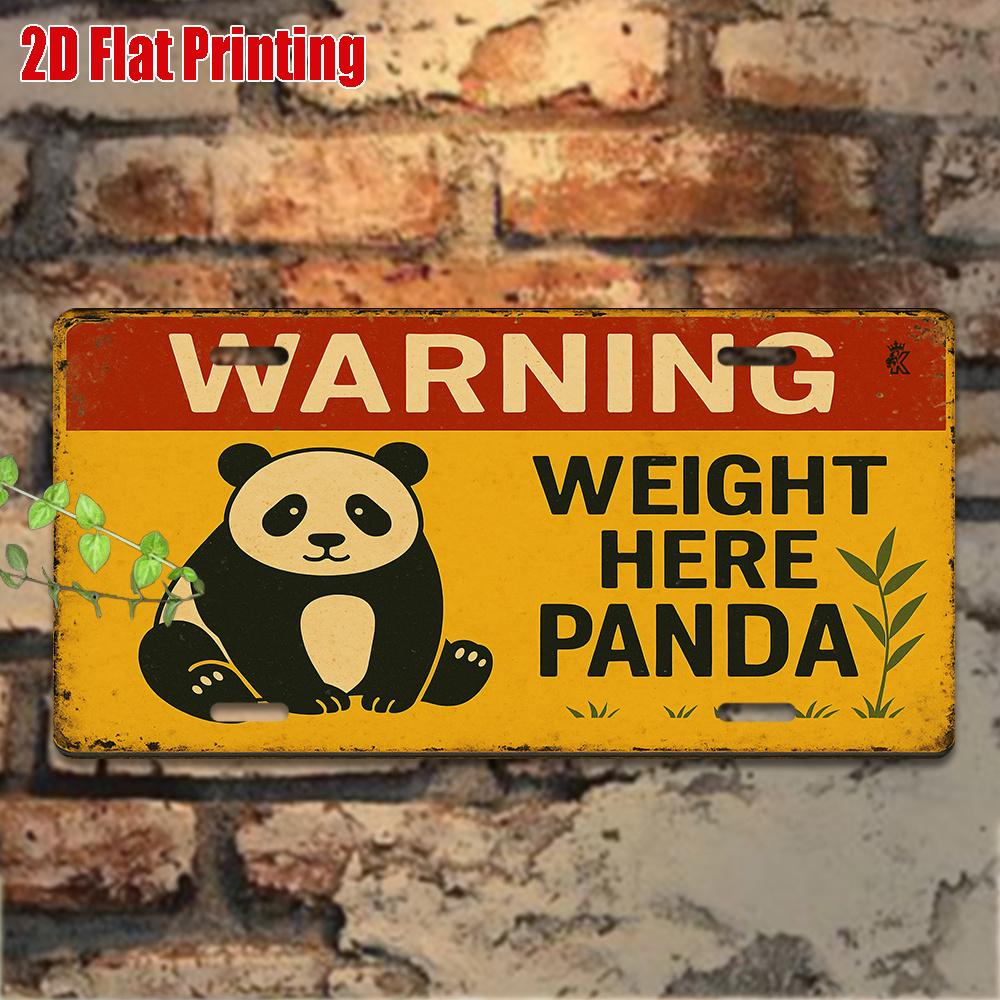 pc Vintage Panda Warning Weight Limit Sign Funny Animal Decor with Sitting Panda HeavyDuty Aluminum Metal Plate xcm