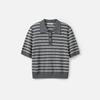 Women's Academic Style Striped Polo Knit Top