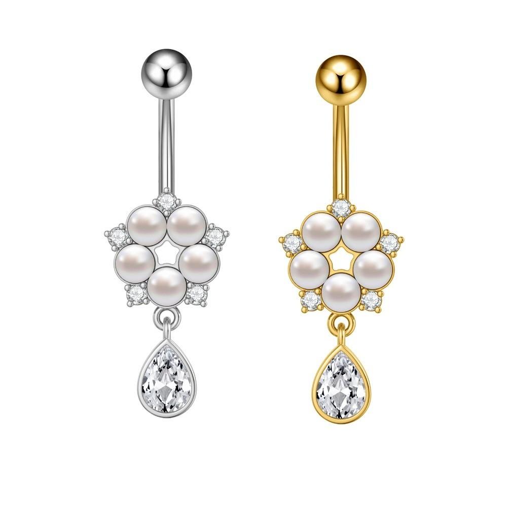 Exquisite Belly Navel Stud Stainless Steel Navel Button Trendy Butterfly Chain Navel Ring Daily