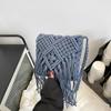 Yogodlns Bohemian Tassel Straw Bag Women Fashion Weave Handmade Crossbod Bag Summer Kintted Beach Handbag Vacation Lady Pouch