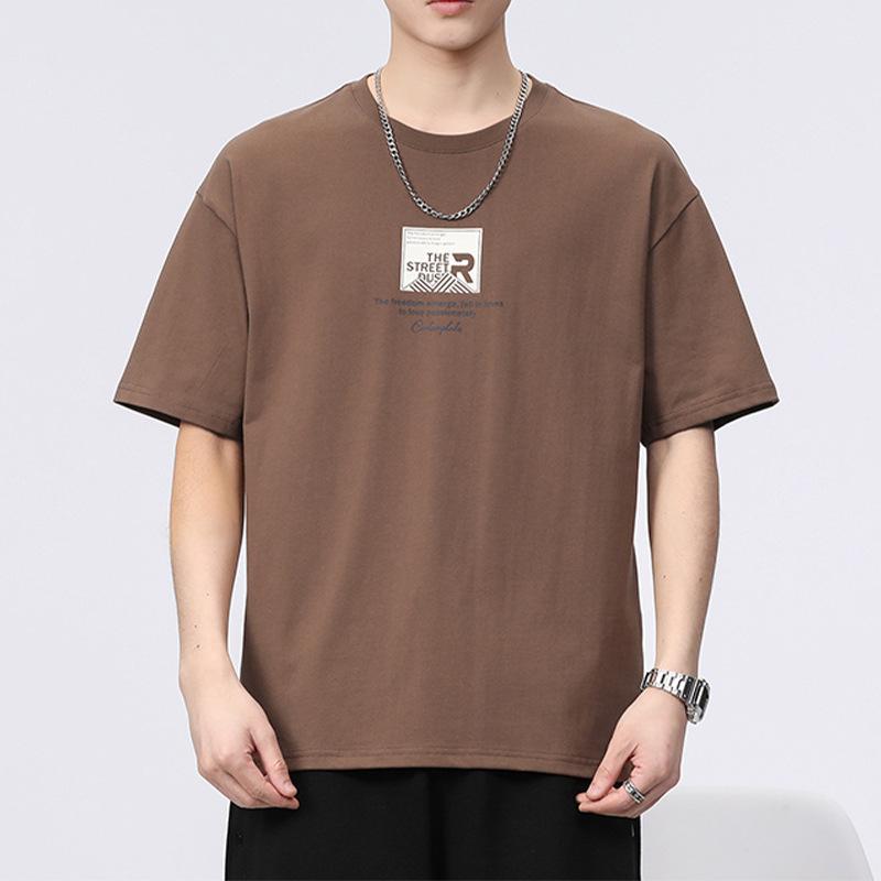Простой дизайн, мужская футболка из чистого хлопка с круглым вырезом и половиной рукавов, повседневная свободная футболка, мужской пуловер в стиле хип-хоп, рубашка