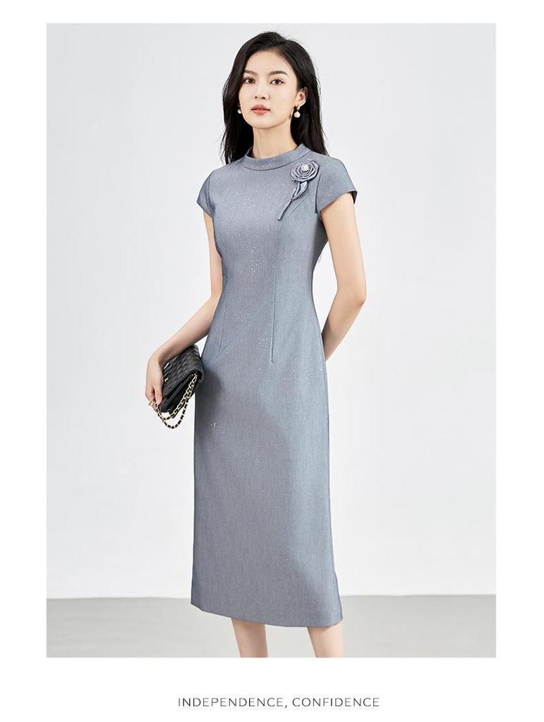 High-Quality Floral 3D Round Neck Jacket & Dress Two-Piece Set for Women