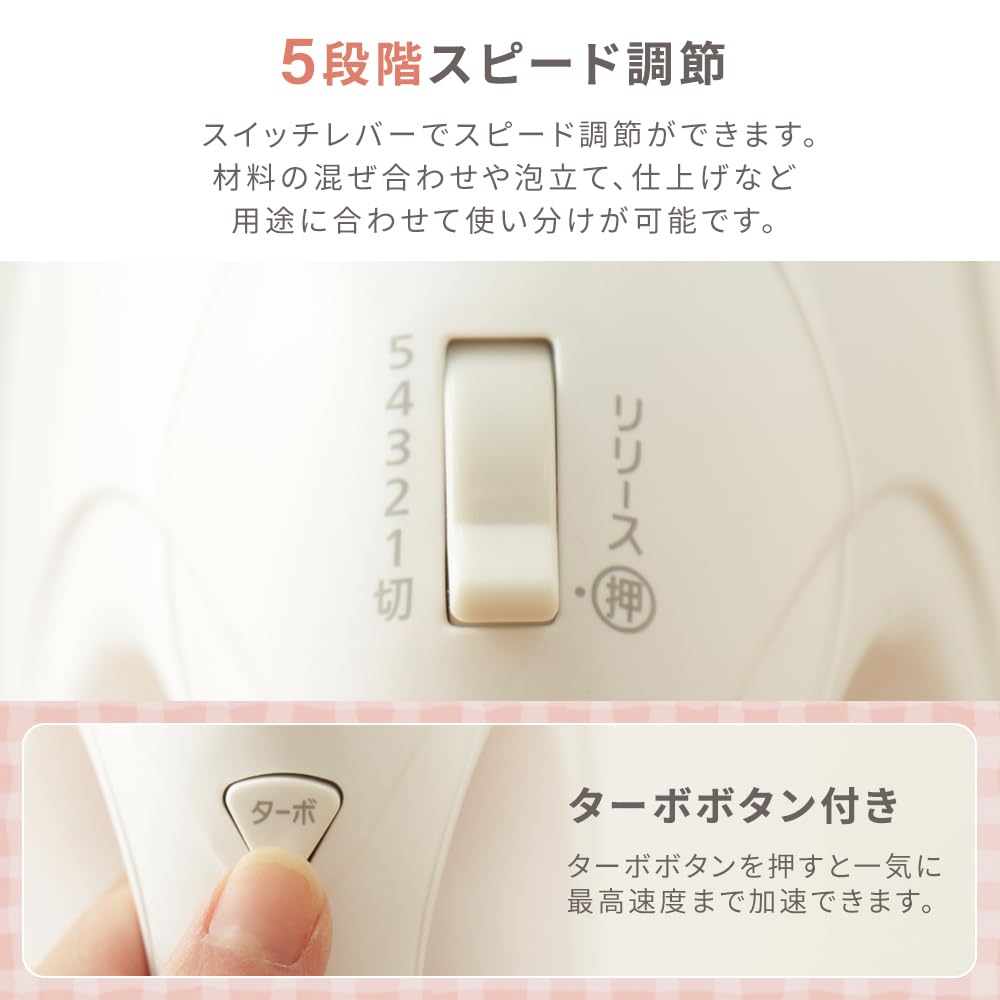 IRIS OHYAMA Ручной миксер с сетевым шнуром и футляром для хранения венчика Белый PMK-H01-W