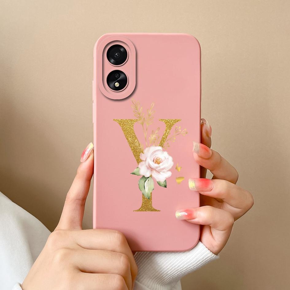 For OPPO Realme Narzo 60 Pro C51 11 Pro Plus A2 A58 A98 Phone Case Fashion Protective A-Z Flower Matte Liquid Silicone Soft Back Cover For OPPO Bumper