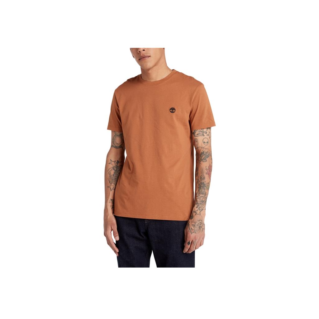 Timberland Classic Embroidered Crew Neck Comfortable Slim Fit Short Sleeve T-Shirt Men Tops Medium-Brown A2EKJ-K43