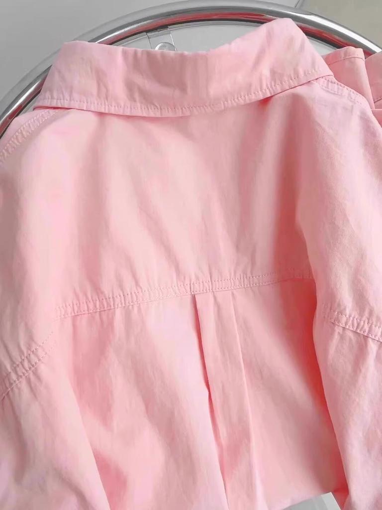 Женская блузка ретро-стиля синего цвета с длинным рукавом для весны и осени, размер petite