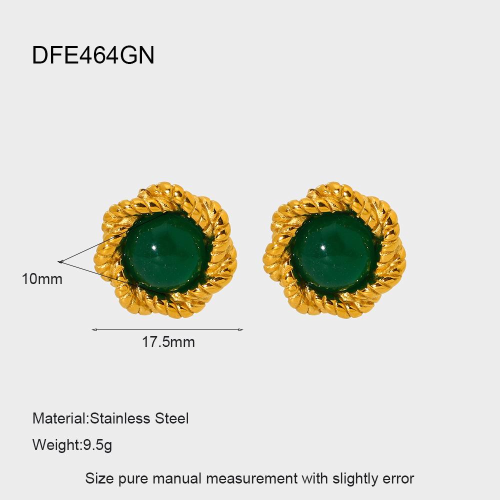 European and American retro inlaid with imitation pearl gold twist edge texture earrings, earrings plated with 18k gold earrings, advanced sense