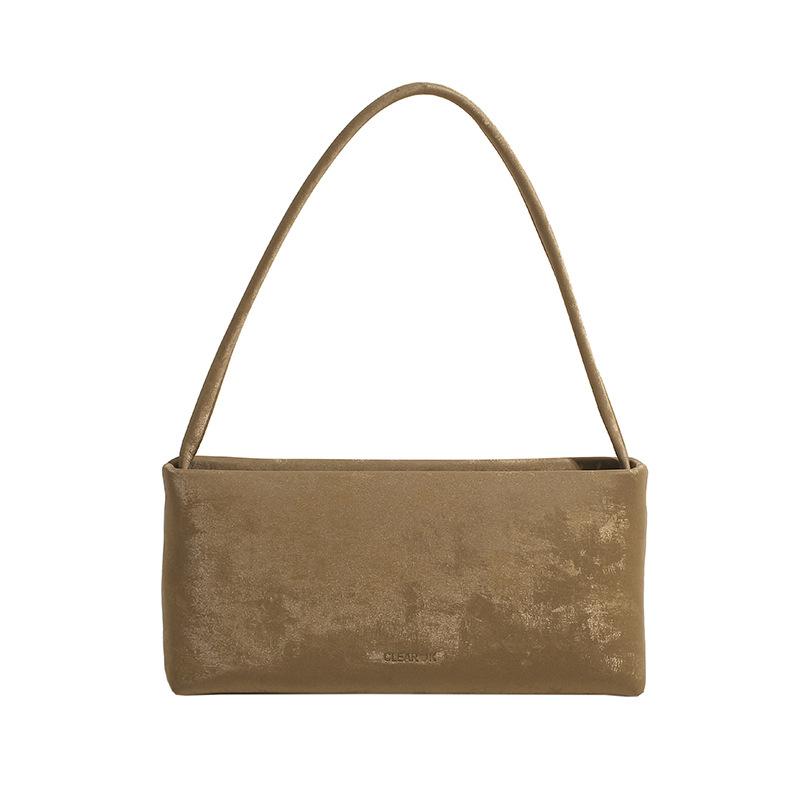 Корейская версия нишевый дизайн сумка-багет подмышку зарубежное ощущение ретро однотонная простая сумка на плечо элегантная маленькая квадратная сумка женская сумка