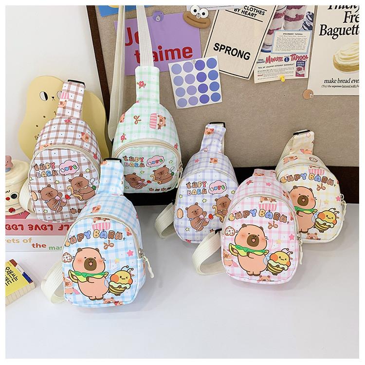 Capybara Pattern Animal Kids Single Shoulder Crossbody Chest Bag For Preschool