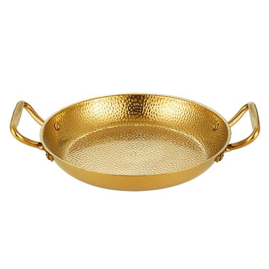 Fry Pot Saucepan Hammered Stainless Steel Paella Cooker Double-Handle Seafood