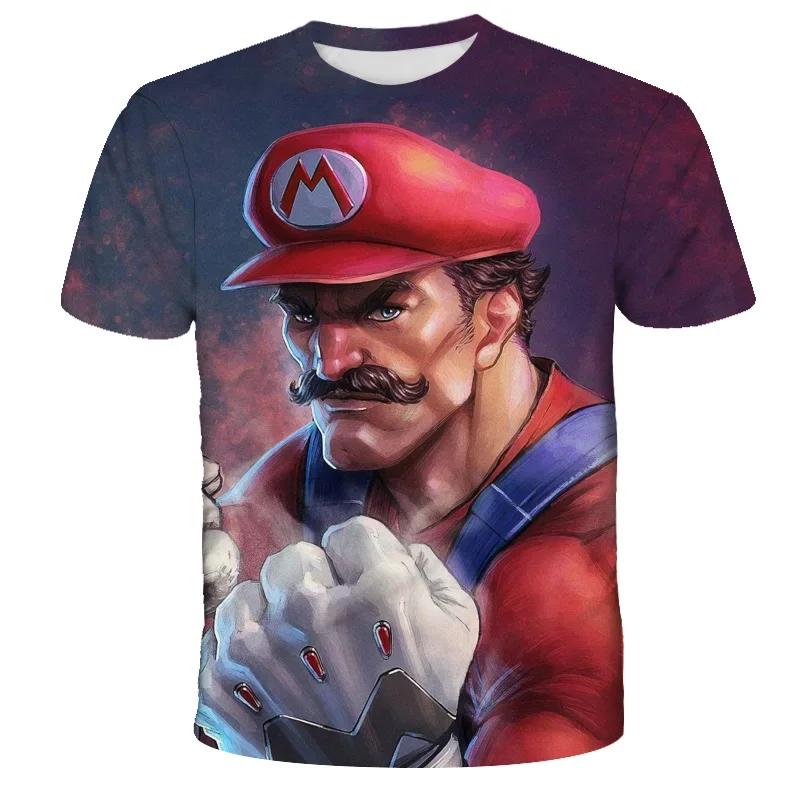 MINISO Child Game Super Mario Bros T Shirt Kids Boy Cartoon Clothes Tops Tees Boys T-shirt Luigi Mario T-shirts Children's Short Sleeve