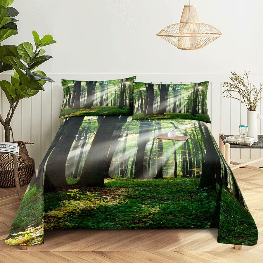 Comforter Scene Bed Sheet And Bedding Linens Queen King Double Size 220X240 Trees For Bedroom Soft Twin Full Single