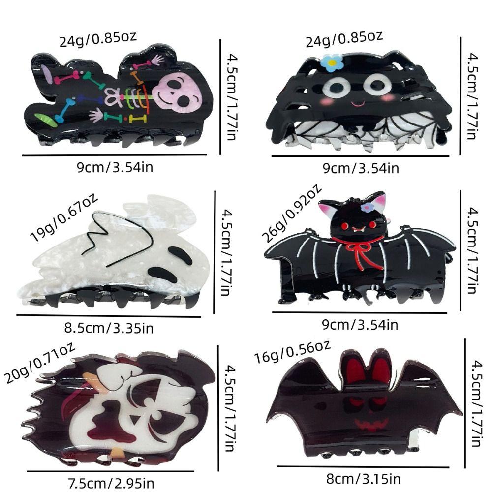 Headwear Acrylic Halloween Hair Claw Spider Ghost Halloween Themed Gripper Bat Hair Clip Skeleton Shark Clip Halloween Party