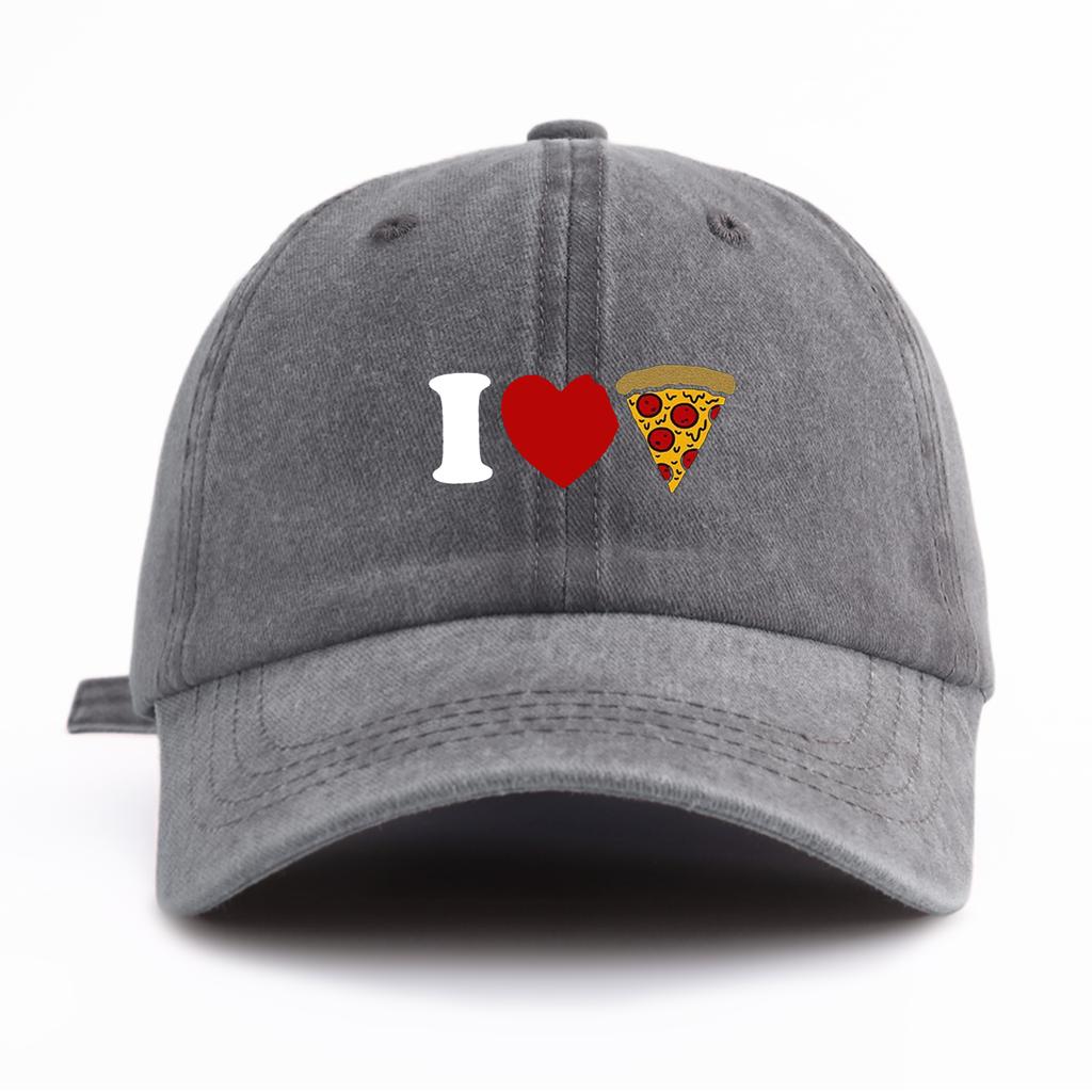 1 шт. Кепка-бейсболка с принтом 'I Love Pizza', стираная, для взрослых, минималистичный ретро-стиль, повседневная, мягкая, регулируемая, кепка 'папа', идеальна в качестве подарка