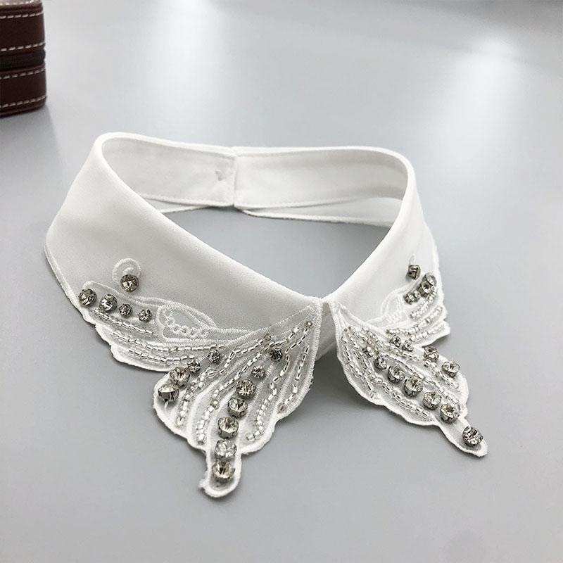Beading Fake Collar Women Elegant Diamond Detachable Collars for Woman False Shawl Shoulder Wrap Lapel False Collars Woman Tie