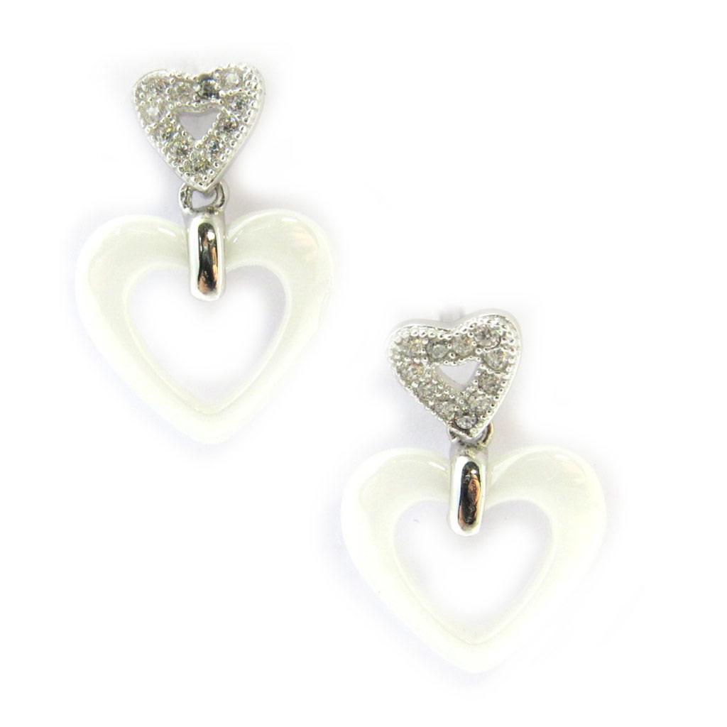 Les Trésors De Lily [N3025] - Серьги серебряные "Любовь" серебро белое (керамика)