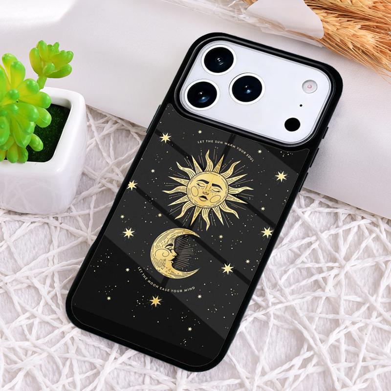 Ударопрочный чехол для телефона с изображением Солнца и Луны для iPhone 17 Air 16e 15 11 12 14 13 Pro Max Чехол Coque