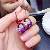 Серьги из стерлингового серебра 925 пробы, красочный драгоценный камень, аметист, золотые серьги 18 карат для женщин, очаровательные ювелирные изделия, подарок