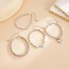 Silver Heart Pendant Bracelets Beaded Metal Hand Chain Vintage Imitation Pearl Bracelets  Gifts