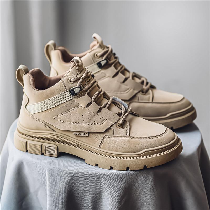 Men's Shoes Martin Boots Autumn New Outdoor Leisure Medium and High-top Trendy Shoes Men's Platform Retro Trendy Shoes