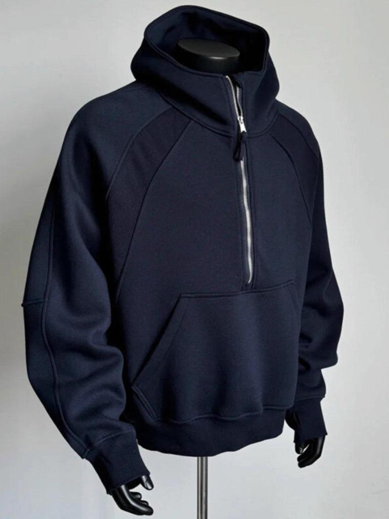 Унисекс Деконструированное худи с воротником-стойкой на молнии до середины для весны и осени