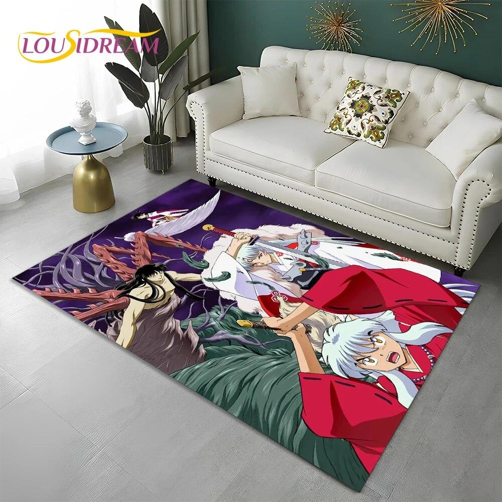Классический мультяшный 3D ковер в стиле аниме Inuyasha, ковер для дома, гостиной, спальни, дивана, коврика, декор, детский коврик, нескользящий напольный коврик