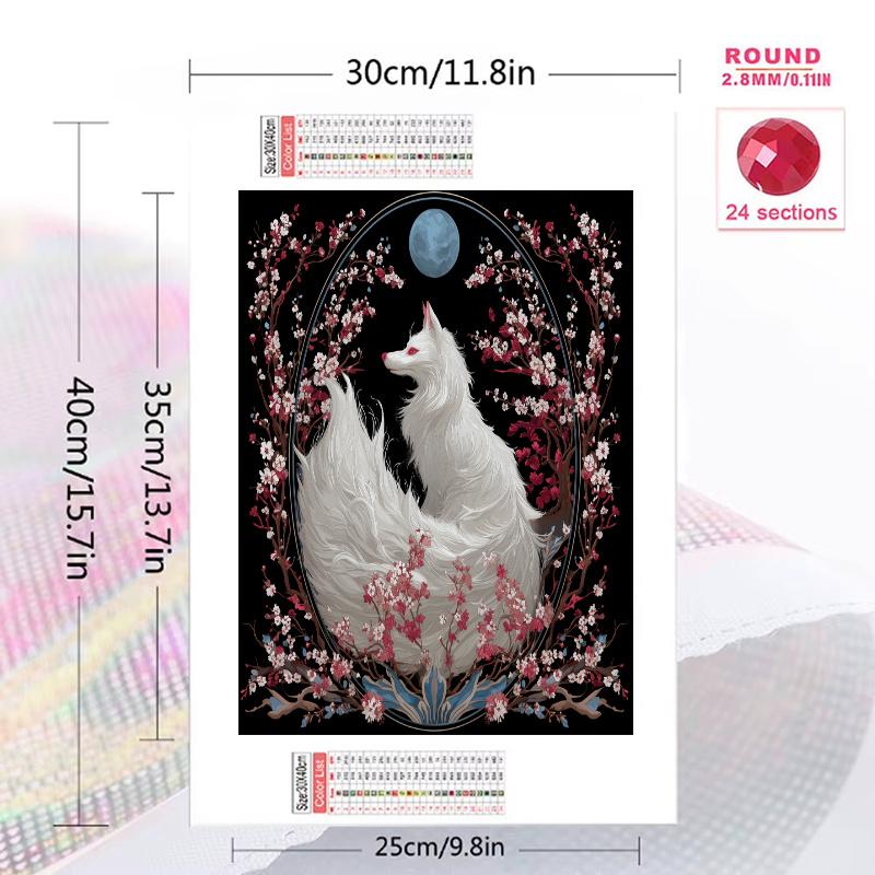 White fox Pattern 3pcs 100% Round Full Drill 5D DIY Diamond Painting Embroidery Cross Stitch Rhinestone Décor