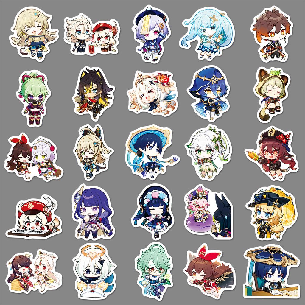 50 Q Version of Genshin Impact Graffiti Stickers Cartoon Cute Game Guka Decorative Laptop DIY Creative Stickers
