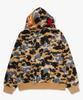 Bape Худи с полной молнией, укороченное, с принтом "Звезда над камуфляжем", сетчатыми вставками и изображением акулы (M) желтый