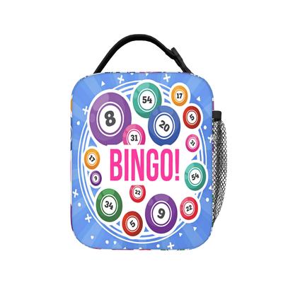 Bingo Balls Paper Game Lunch Bag For Girls Graphic Design Lunch Box Fashion Portable Insulated Oxford Thermal Tote Handbags
