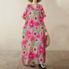 Short Sleeve Plus Size Vintage Floral New In Dresses for Women Casual Loose Maxi Long Summer Dress