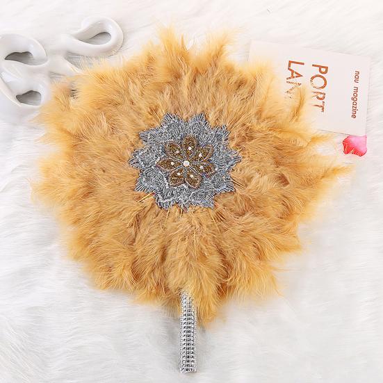 Подружка невесты с веером, большое круглое перо, односторонний реквизит для фотосессии со стразами, африканская невеста, ручная веер, свадебные принадлежности