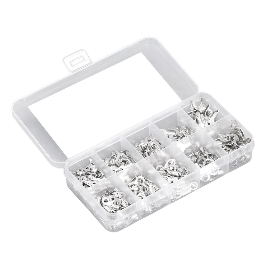 320Pcs Ring Terminal Fork Connector Kit Non Insulated Wire Lugs Battery Cable Terminals Electric Copper Crimp Fork Round