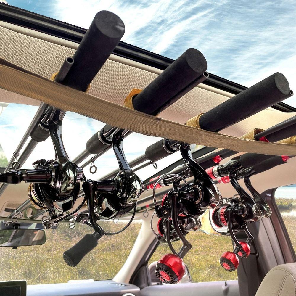2Pcs 7 Rod Capacity Vehicle Fishing Pole Roof Rack Snap Buckle Car Fishing Pole Carrier SUV