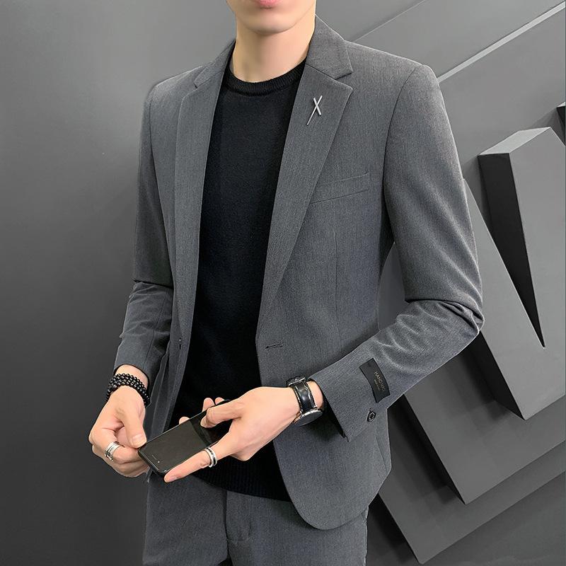 Мужской тонкий костюм корейской версии, красивый трендовый тонкий цельный мужской повседневный маленький пиджак, топ для молодежи