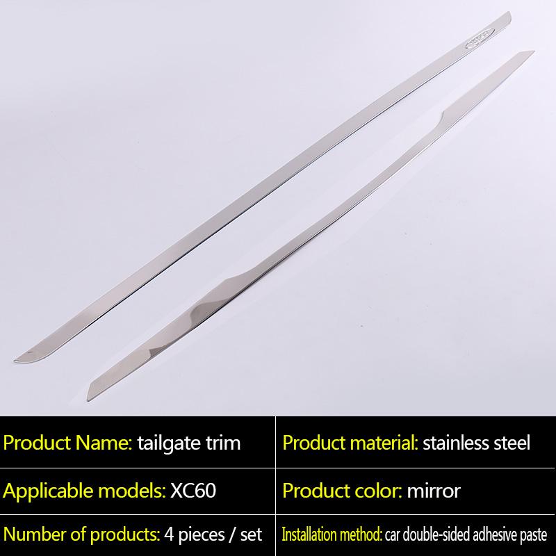 Хромированное украшение для заднего бампера Volvo 2018-2022 xc60, декоративная яркая полоса из нержавеющей стали, декоративная полоса багажника