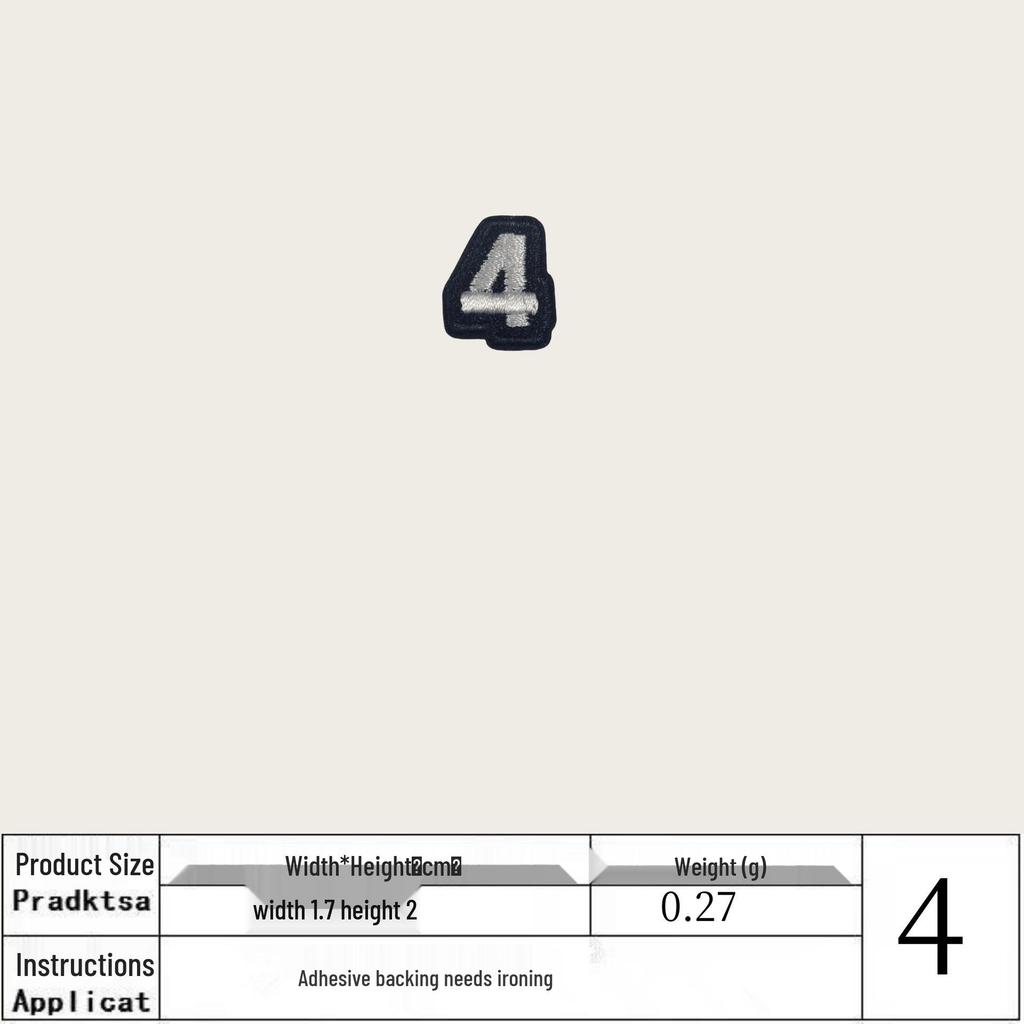 White 0-9 Iron-on Embroidered Number Patches for Clothing