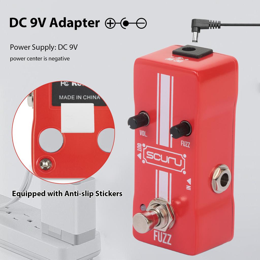 Педаль эффектов SCURU Guitar Fuzz VOL/FUZZ Versatile Sound DC 9V 6.35mm Входной/выходной интерфейс Mini