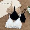 French Triangle Cup Sexy Lace Underwear Women's Suspender Beauty Vest Deep V Gathering Tub Top Breathable Vest Bra Cover